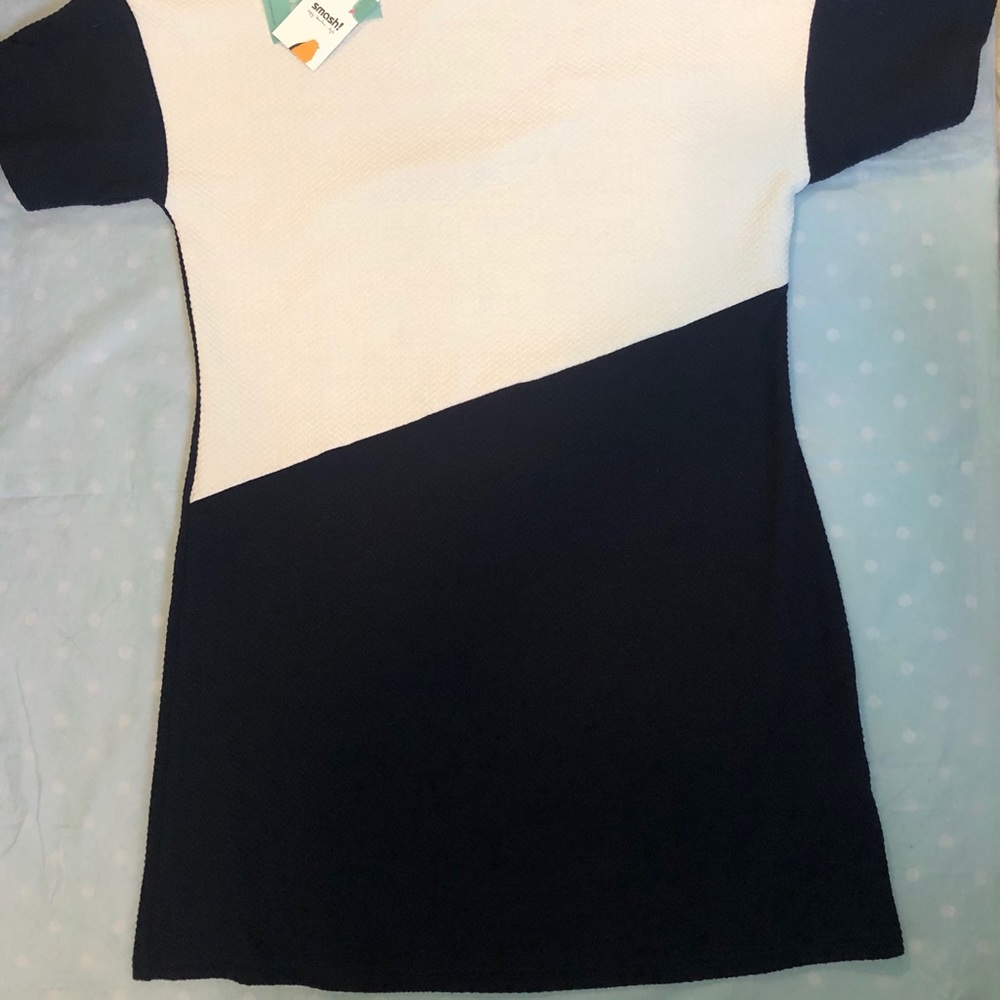 NWT Navy and white dress, Sz L - Picture 2 of 12